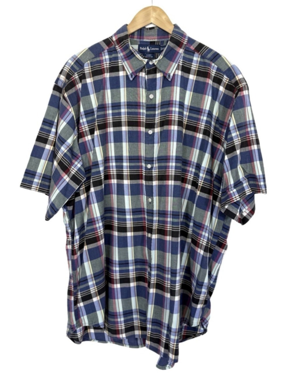 Vintage Ralph Lauren Mens Plaid Blake Shirt Button Up Mens XXL Preppy Cotton
